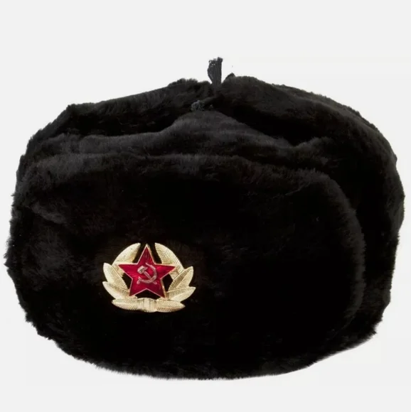 Black Faux Fur Russian Ushanka Hat - Picture 4 of 13